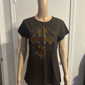 Brown studded T-shirt